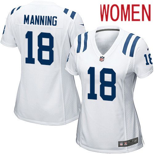 Women Indianapolis Colts #18 Peyton Manning Nike White Game NFL Jersey->women nfl jersey->Women Jersey